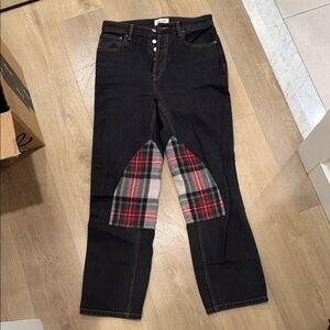 Still Here NYC Black Women’s Jeans with Plaid